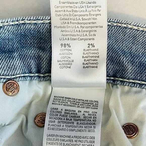 Mother The Dazzler Shift Not Rough Enough Insider Crop Step Fray Size 28 Blue - Picture 7 of 11